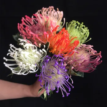 

21pcs Fake Single Stem Leucospermum Flower Simulation Plastic Artificial Thorn Celery for Wedding & Home Decorative Flwoers