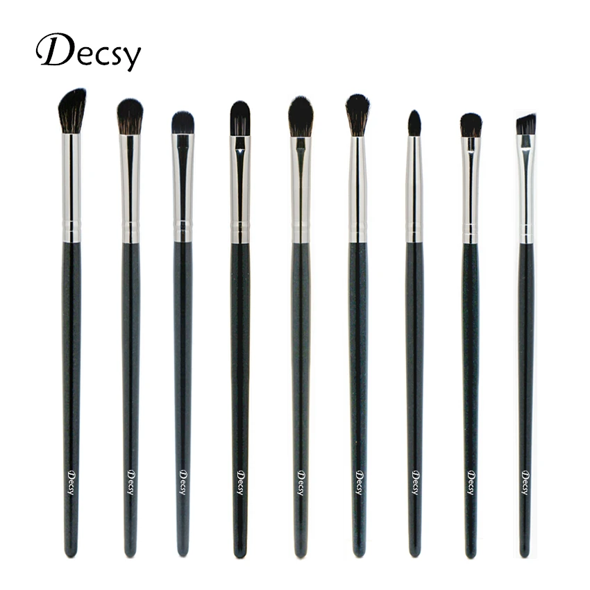 

Decsy Eyeshadow Brush Set 9Pcs Makeup Brushes Black High Quality Eyes Shadow Brow Liner Eyebrow Make Up Brushes