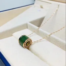 Очаровательные ювелирные изделия из натуральной хотанской яшмы S925 Серебряный зеленый нефрит кулон+ цепочка ожерелье подарок для женщин