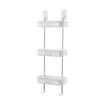 

Washroom Organizer Wall Mounted Storage Rack Shampoo Household Shower Gel Bathroom Shelf Ventilation Holes Kitchen Space Saving
