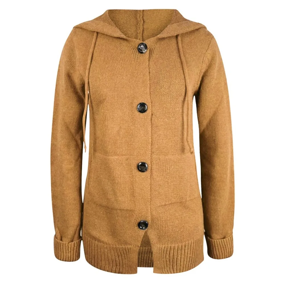 Fashion Long Cardigan Women Fashion Harajuku Loose Button Knit Hooded Sweater Women Casual Oversized Jacket Coat Autumn