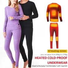 

Women Men USB Electric Heated Underwear Thermal Long Sleeve 8 Areas Insulated Heating Underwear Suit Winter Skiing Warm Clothes