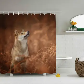

Shower Curtain Shiba Inu Dogs 3D Print Mom Gift Ideas Polyester Fabric Hooks Included, Multi,