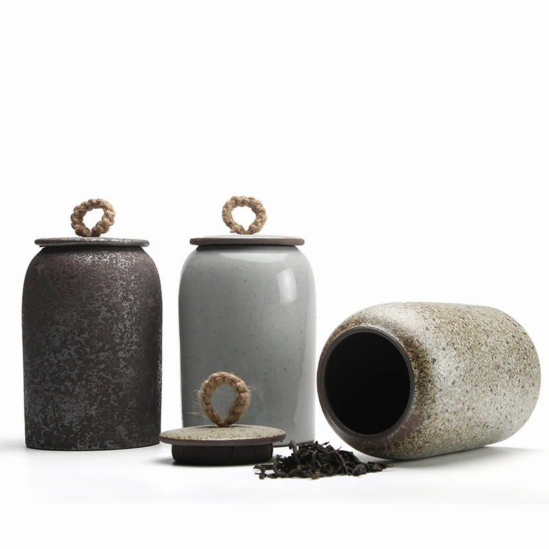 Household Ceramic Sealable Tea Cans Kitchen Condiment Distribution Cans Dried Fruit Candy Storage Home Decoration Ornaments tea tin box tea canister ceramic storage jar