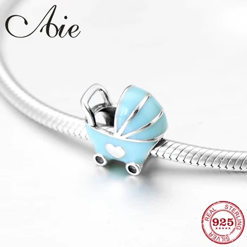 

2018 New 925 Sterling Silver DIY lovely blue baby carriage fine Beads Fit Original European Charm Bracelet Jewelry making