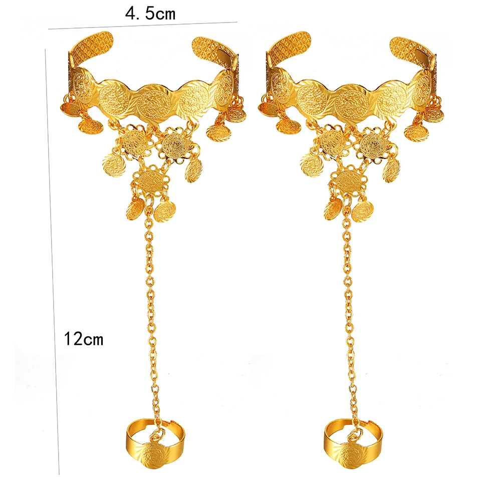 Ethlyn Coin Bangles for Baby with Rings Girls Kids Gold Color Pretty Bracelet Bangles Coin Jewelry Arab Child Birthday Gift B33B 2
