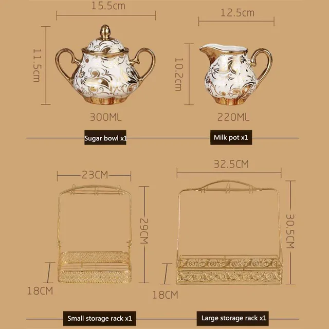16Db Luxus Európai Teáskanna Kerámia Aranymintás Tea Edény És Csésze Tálca Kanál Porcelán Kávé Bögrék Tetera Otthoni Dekoráció - Image 6