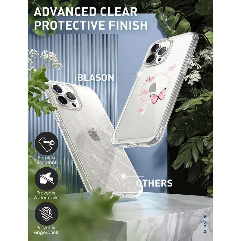 Para iPhone 13 Pro Case 6.1 pulgadas (versión 2021) I-BLASON Halo Slim Clear Case con parachoques interno de TPU Compatible con MagSafe
