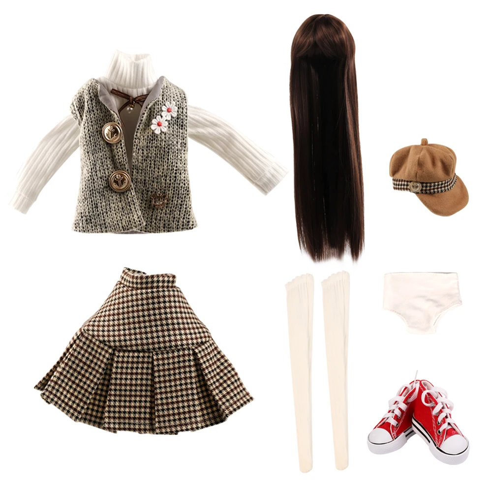 UCanaan 1/3 BJD Doll Accessories Outfits Fashion Clothes Set Wig Shoes For 60CM Dolls Girls DIY Dress UP Toys Accessories 10