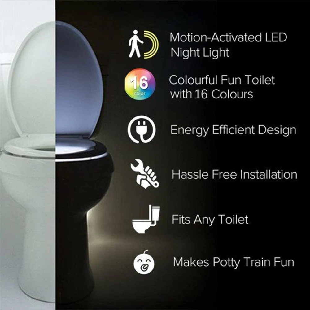 USB Rechargeable/AAA battery Toilet Seat Lighting Backlight For Toilet Bowl Motion Sensor WC Light 8/16 Colors Night Light night table lamps