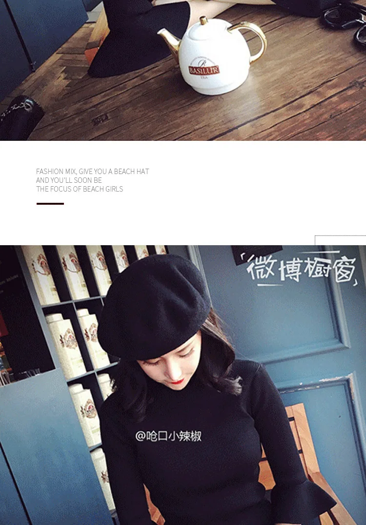 Autumn and winter women's beret casual wool warm hat