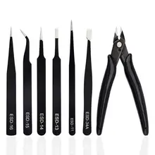 WMORE Anti-static 6PCS Tweezers Diagonal pliers Maintenance Tools Industrial Precision Curved Straight Tweezers Repair Hand Tool WMORE Anti-static 6PCS Tweezers Diagonal pliers Maintenance Tools Industrial Precision Curved Straight Tweezers Repair Hand Tool