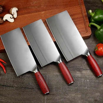 

Stainless steel kitchen knife Spanish red wood handle professional chopper kitchen blade mulberry knife