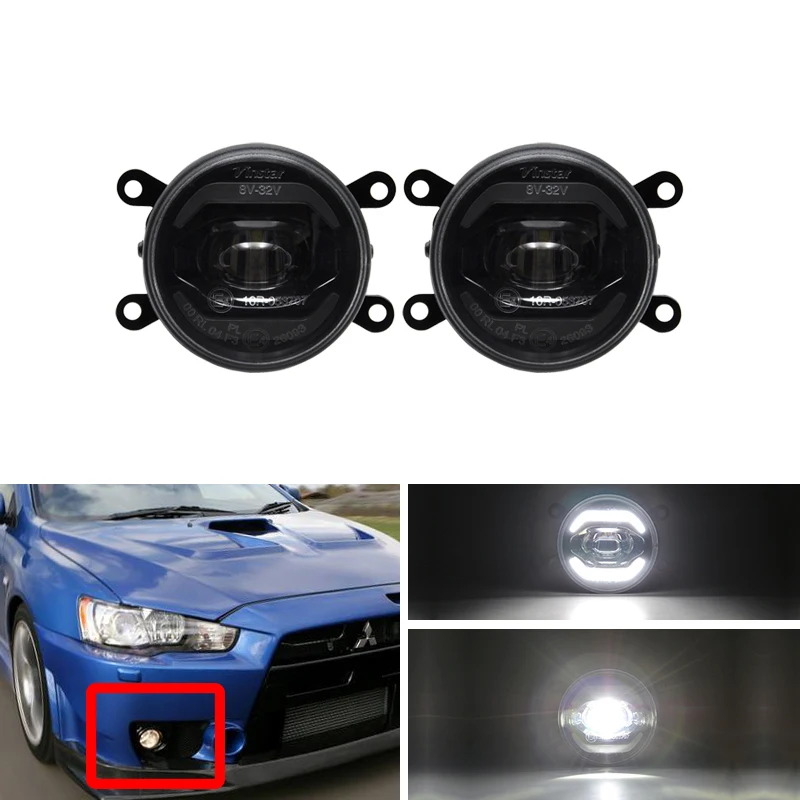 Белые светодиодные передние противотуманные светильник DRL Halo для Mitsubishi Outlander MK2