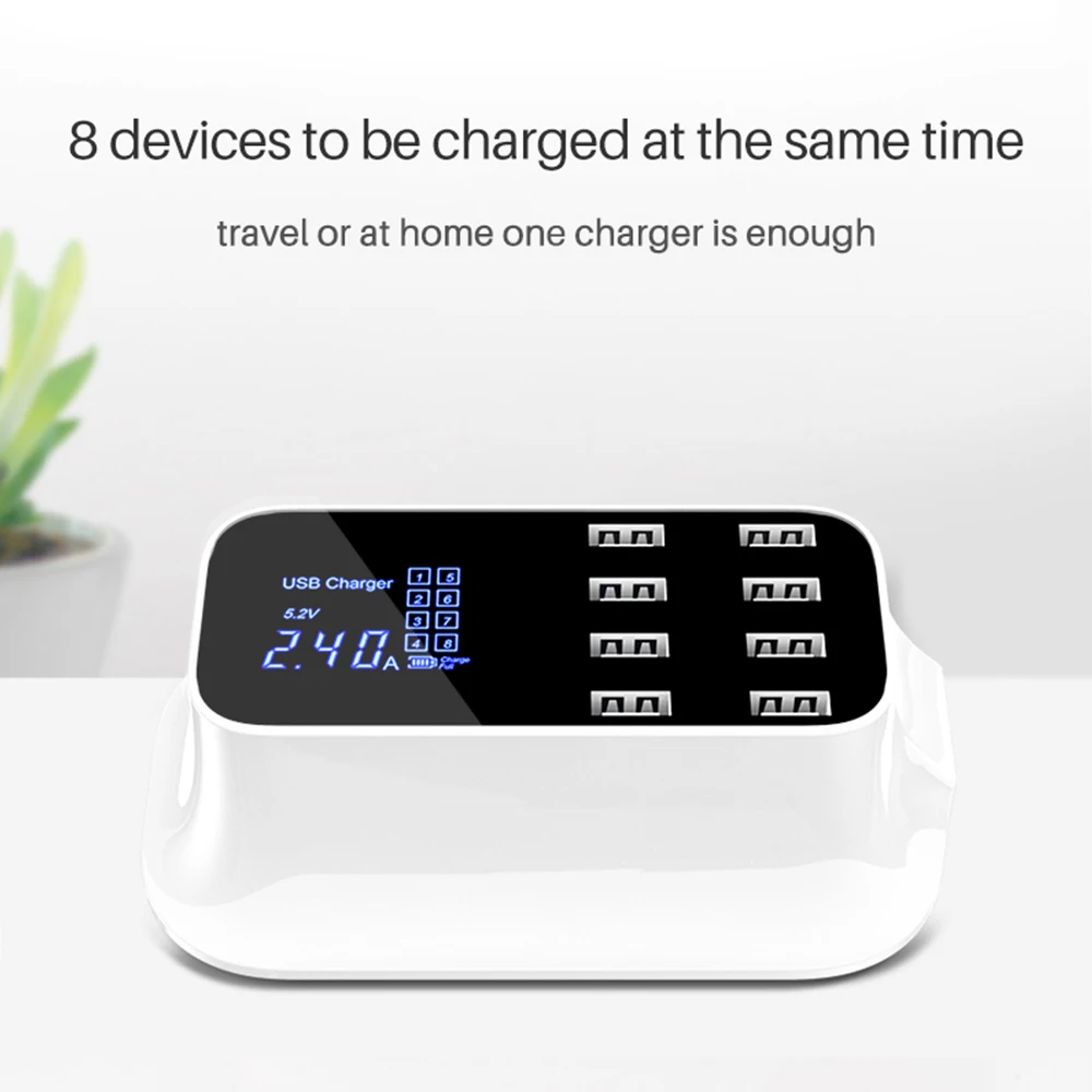 8-портовый мультифункциональное USB зарядное устройство ЖК-дисплей Цифровое Отображение времени в трех режимах 5V 2.4A быстрая Зарядная база зарядная станция адаптер для iPhone, планшета