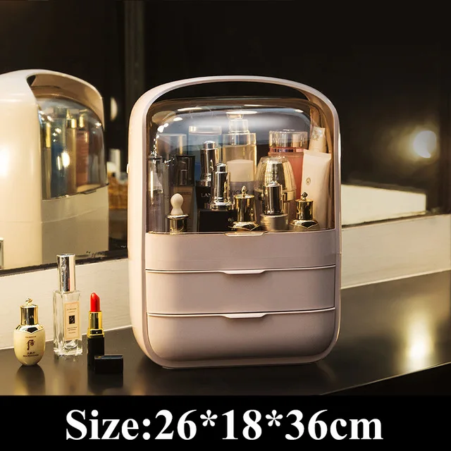 Women Travel Toiletry kits Beauty Cosmetic Case Fashion Acrylic Crystal Waterproof Transparent Storage Box Organizer Makeup Bag - Цвет: Pink