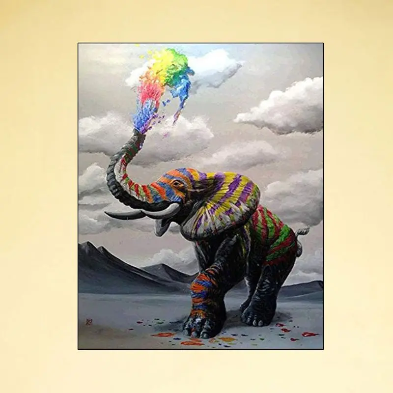 

Rainbow Elephant Frameless DIY Digital Oil Painting By Numbers Canvas Pictures Q84D for Diamond embroidery