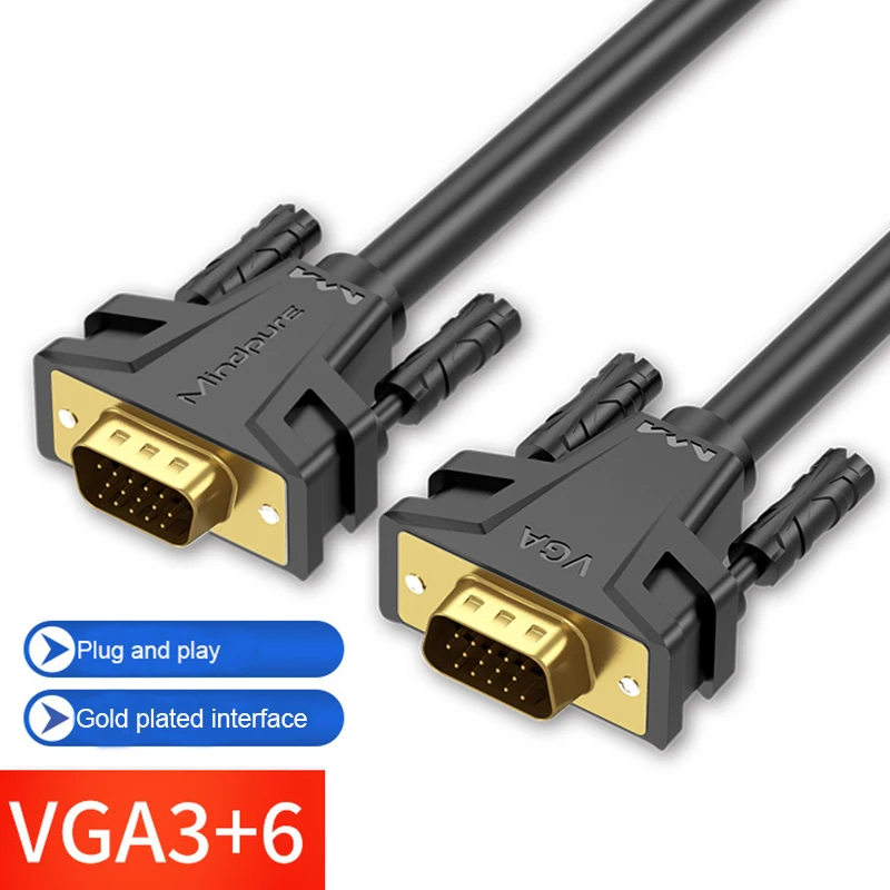 

1080P VGA Cable gold plated Connector VGA to VGA Cable for computer projector monitor screen 1.5m 3m 5m 8m 10m 12m 15m 20m