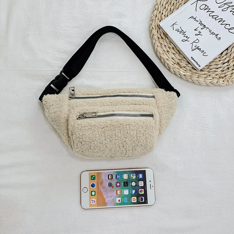 MENGXILU, Зимняя женская поясная сумка из искусственного меха, поясная сумка, сумка для мобильного телефона, карман на молнии, кошелек, нагрудные сумки для женщин, новинка