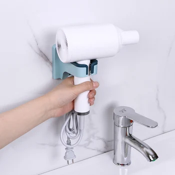 

High Quality Wall-mounted Hair Dryer Holder ABS Bathroom Shelf Storage Hairdryer Holder Rack Organizer For Hairdryer Dia 8cm