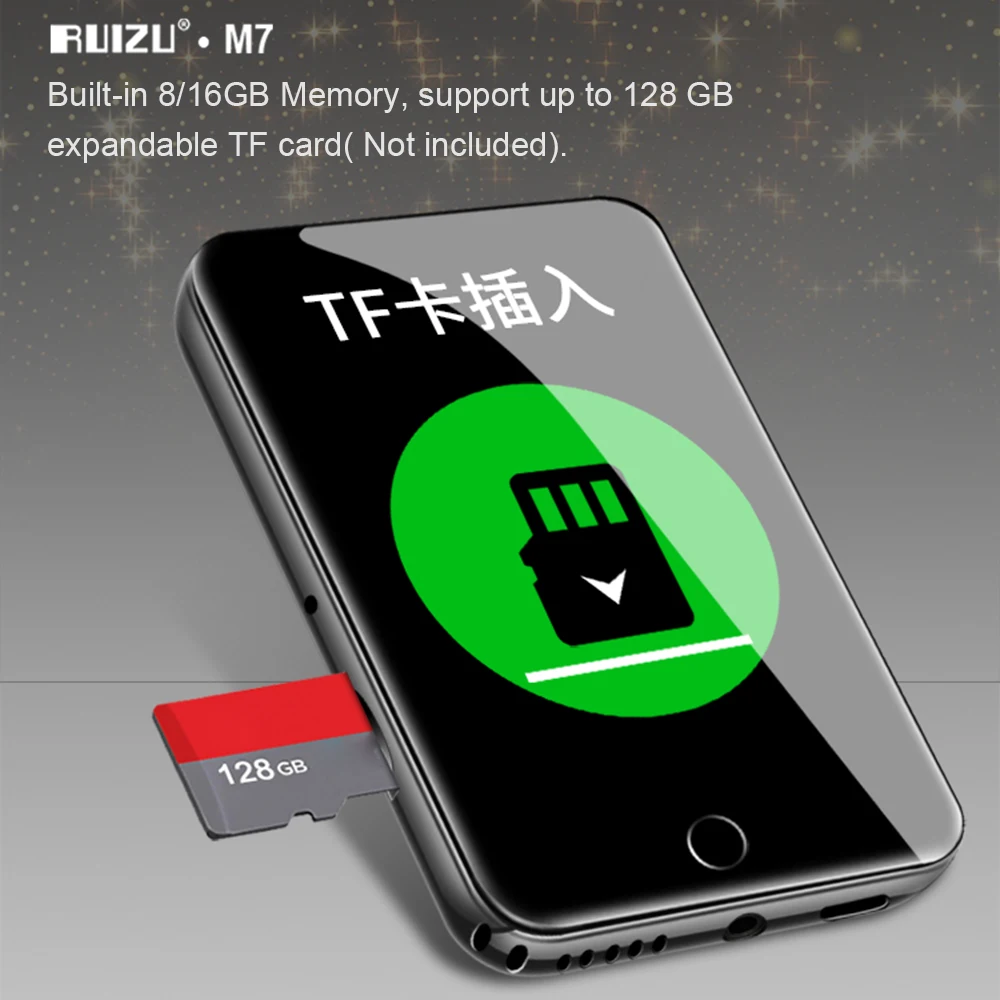 RUIZU M7 mp3 плеер 2 8 дюймовый полноэкранный Портативный Hi Fi музыкальный FM радио