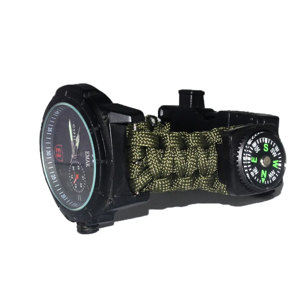

Guangdong Quality Multi-functional Men Popular Life-Saving Compass da huo bang Survival Escape Mountain Climbing Watch