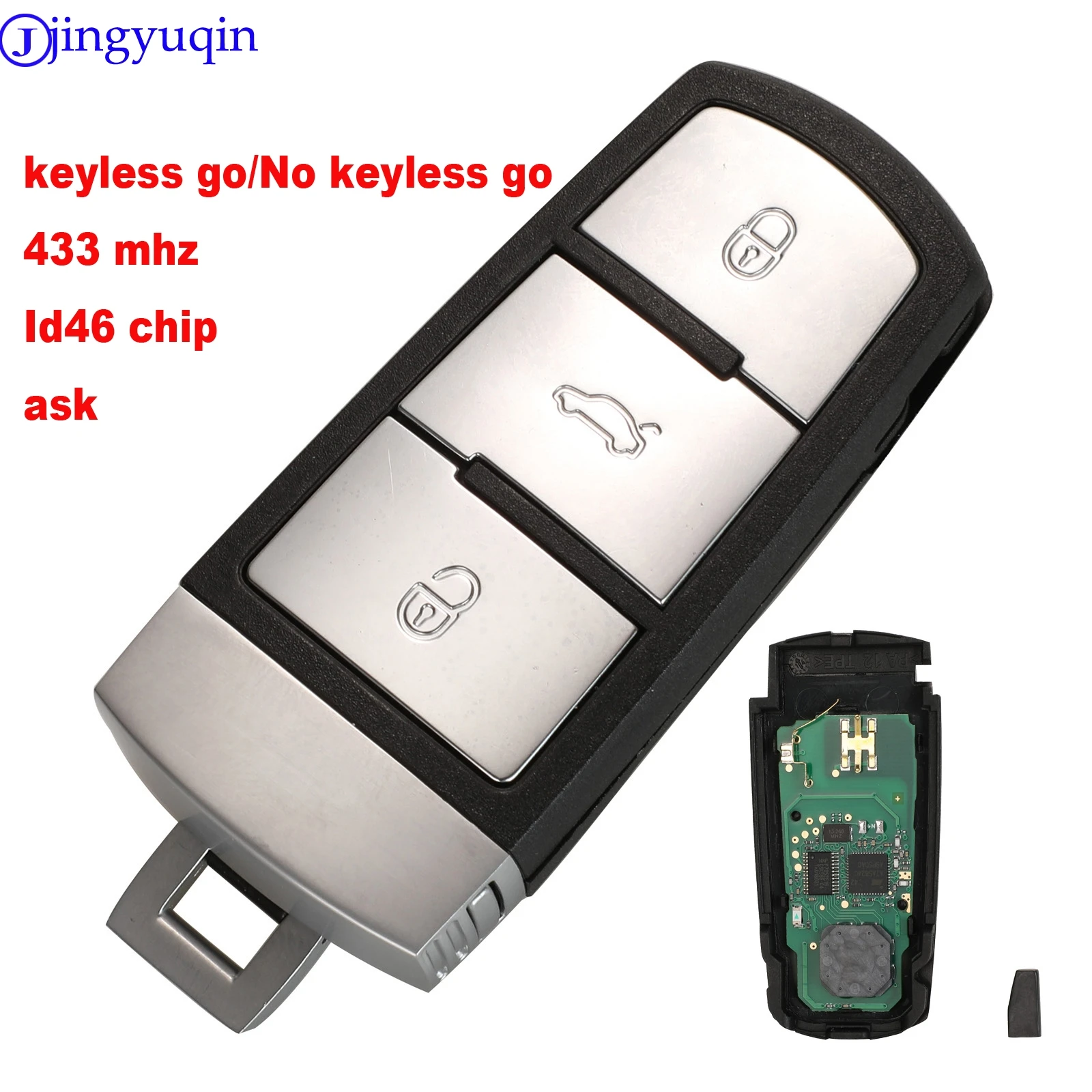 Jingyuqin 3 кнопки вход Fob ASK 3C0959752BA ID46/ID48 чип дистанционный Автомобильный ключ