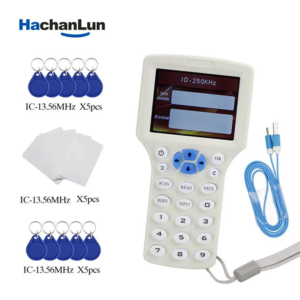 US $26.42 RFID 10 Frequency Ic Tag Reader Writer NFC Copier IC 1356Mhz Key Duplicator 1356mhz Card Programmer With USB
