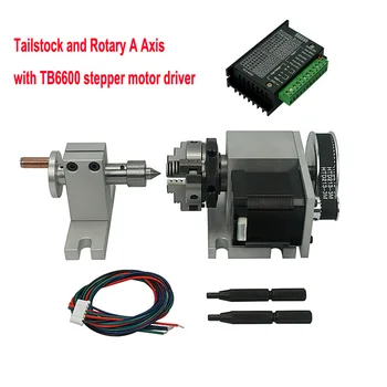 

CNC 4th Rotary Axis with Chuck 50mm tailstock and 42/57/86 TB6600 stepper motor driver