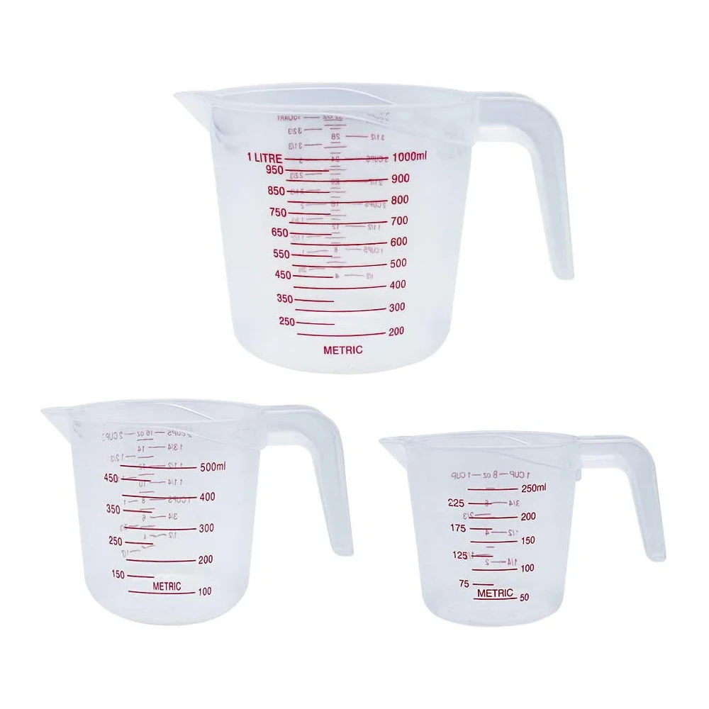 250ml plastic clear measuring cup handle liquid pour spout home kitchen .WR