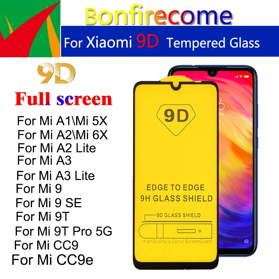 50 шт. для Mi CC9 CC9e A3 Lite SE 9D полное покрытие закаленное стекло Xiaomi 9T Pro A1 A2 Защита