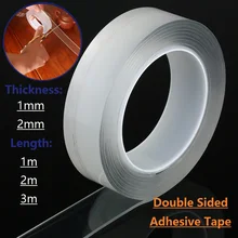 1/2/3/5m Reusable Double Sided Adhesive Tape Washable Adhesive Nano Traceless Transparent Tape Waterproof Tapes Insulating Tapes