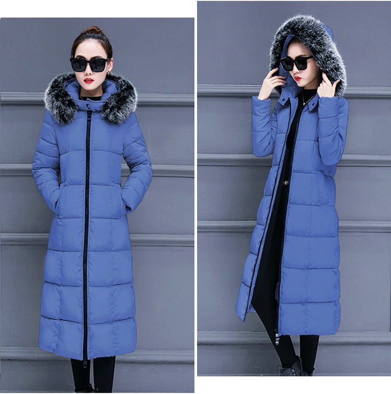 20 градусов зимние женские куртки X-long parkas пальто зима тонкий теплый большой меховой воротник куртка пальто повседневная женская