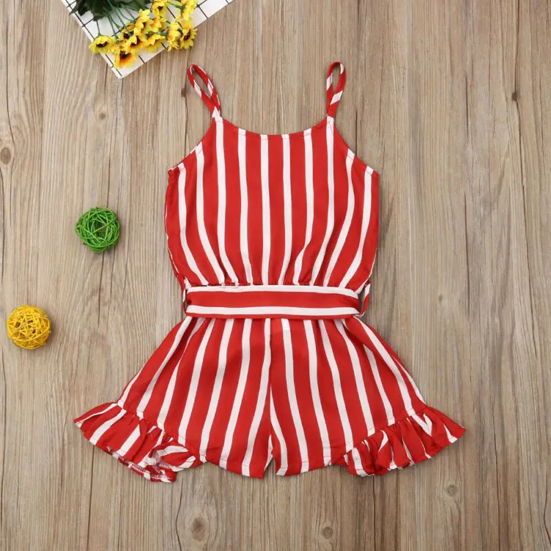 

Toddler Kid Baby Girl Clothes Sleeveless Striped Romper Summer Holiday Outfit Sunsuit 3-8T