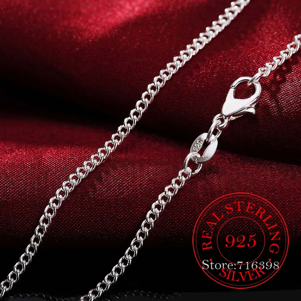 16 30inch Thin Real 925 Sterling Silver 2mm side chain Necklace Women Girls Kids Children 40 75cm Jewelry kolye collares collier