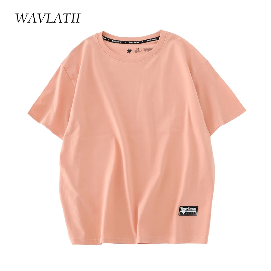 WAVLATII New Women 100% Cotton T shirts Female Green Fashion Oversized Streetwear Short Sleeve Tees Tops for Summer 5