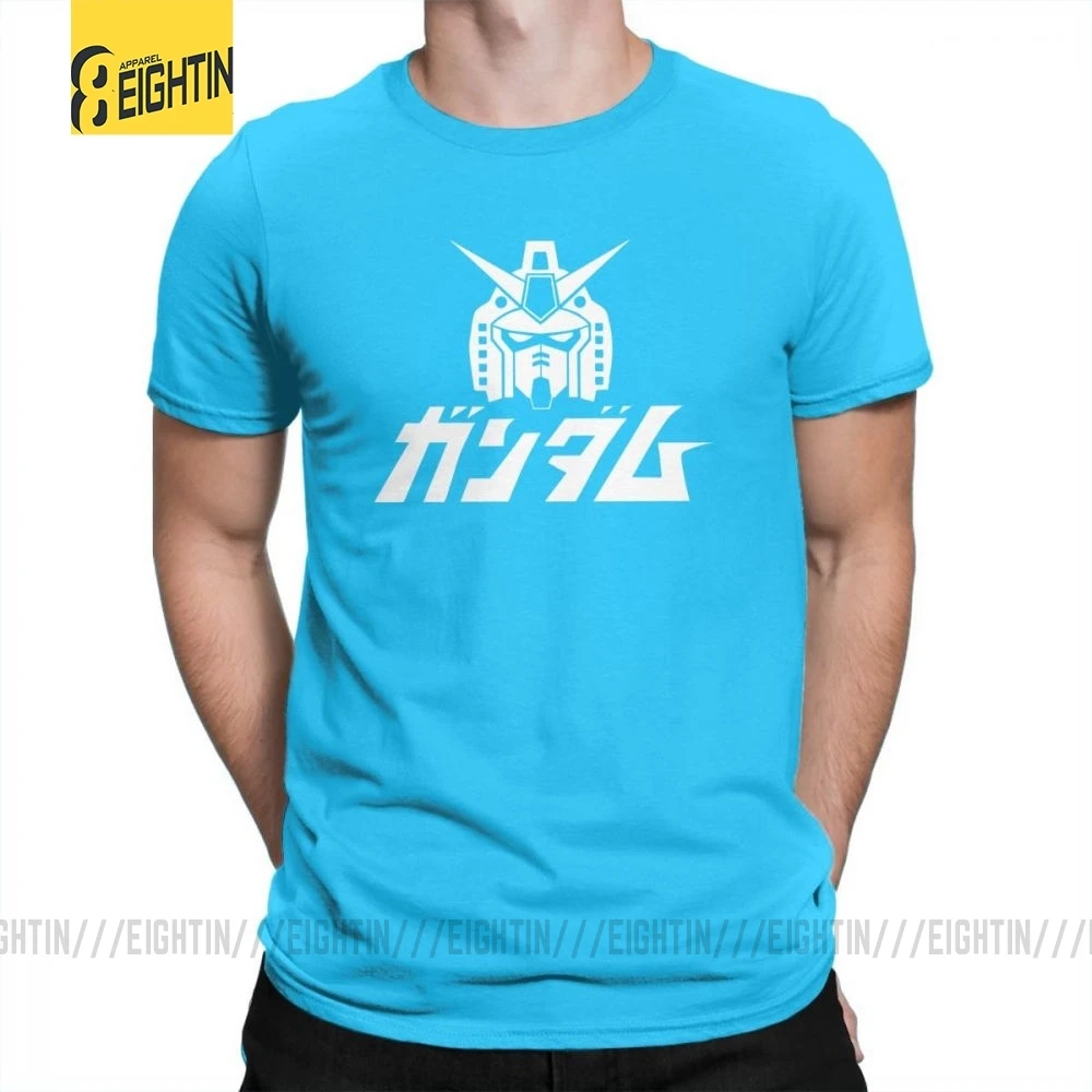 Футболки Gundam, классические, высокое качество, японские мужские футболки, комикс, большие размеры, футболки с круглым вырезом, хлопок, короткий рукав, повседневные - Цвет: Medium Blue