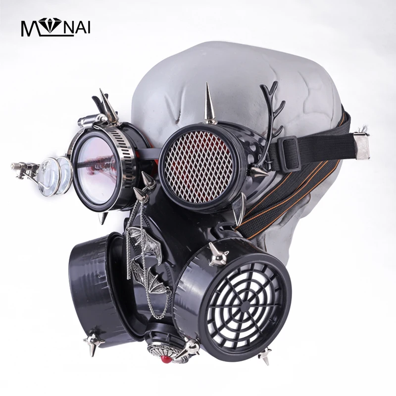 

Steampunk Mask Set Respirator Bat Wings Carnival Masks Halloween Fashion Rivets Steam Punk Glasses Cosplay Party