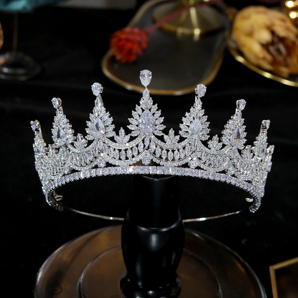 ASNORA Luxury Tiaras And Crowns engagement tiara wedding crown evening dress accessories bridal jewelry CZ zirconia tiara