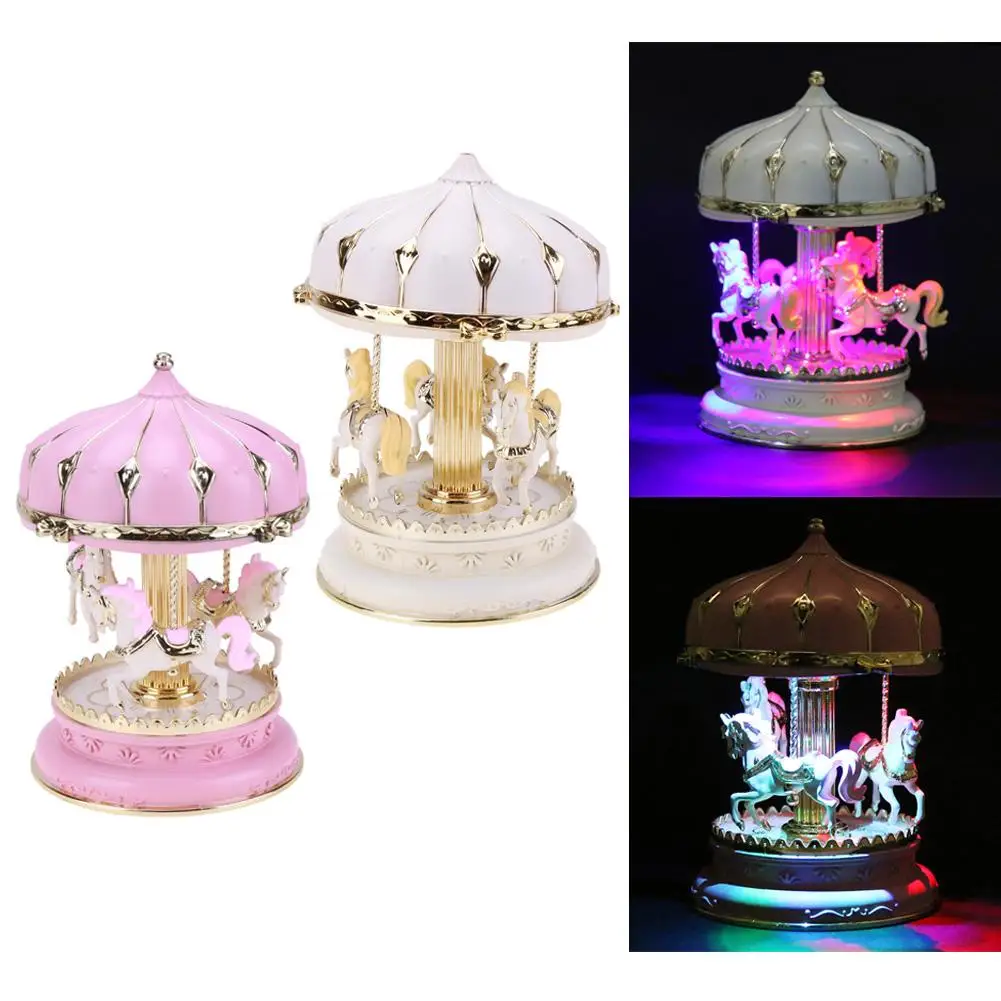 Golden Led Merry-go-Round with Kids Playing Carousel,DC Powered,Christmas with LED,6 Kids