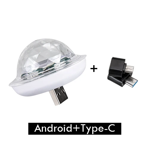 Мини светодиодное оборудование для дискотек Портативный USB сценические вечерние украшения DC 5V 5W USB волшебный шар домашнее караоке красочный эффект DJ свет - Цвет: Android with Type-C