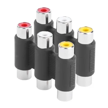 

1/2 PCS Jack Connector Coupler Adapter Triple 3RCA Coupler AV Audio Video Female Extension Adaptor For Multimedia