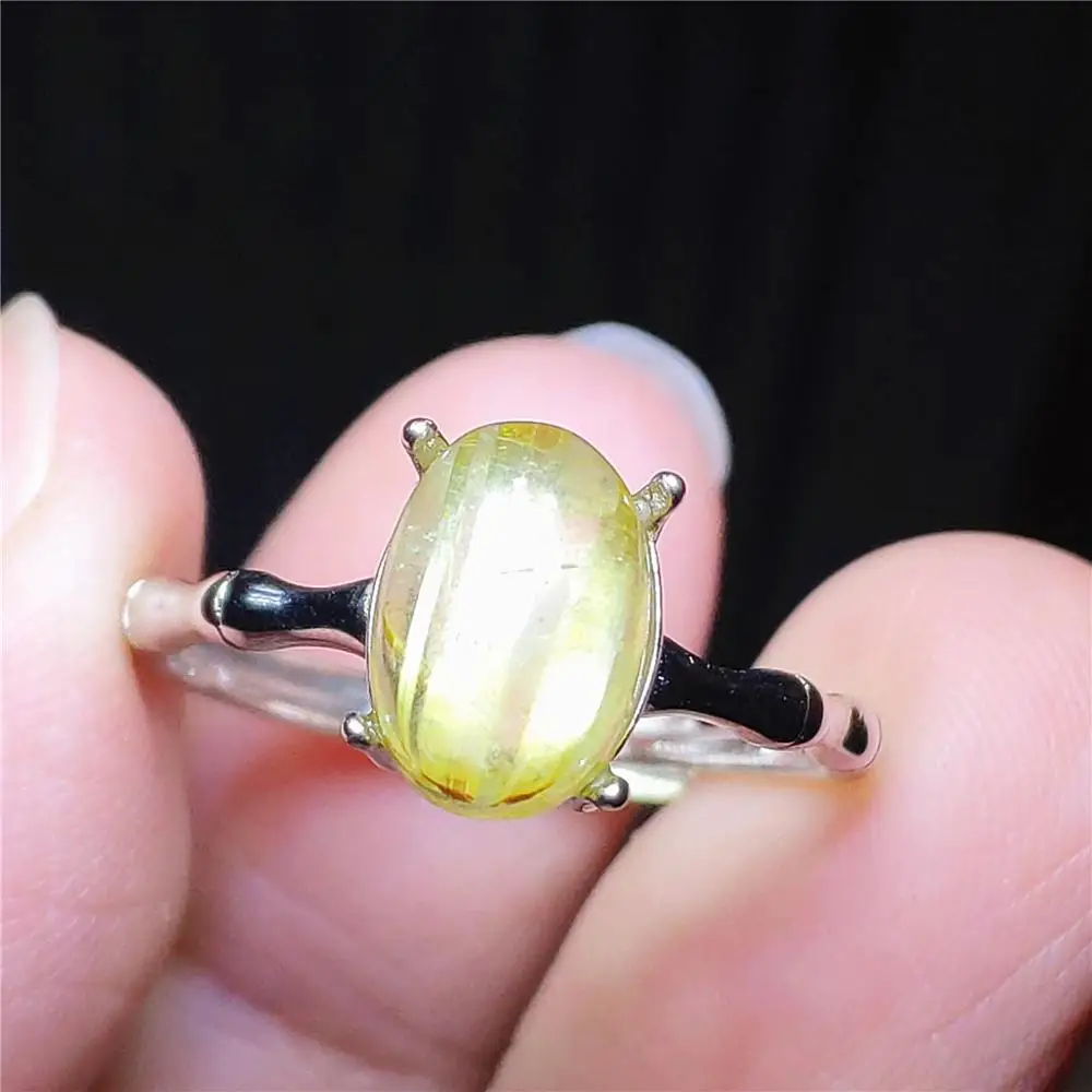 Из натуральной Золотой рутиловый кварц Регулируемые кольца 10x7 мм Овальный