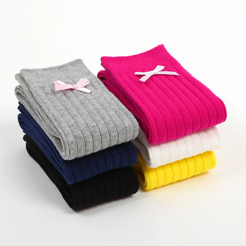 

Baby Pile Of Socks Splice Bow-knot Stretch Knee High Socks Girls Comfortable Cute Breathable Cotton Winter Leg Warmers Sock
