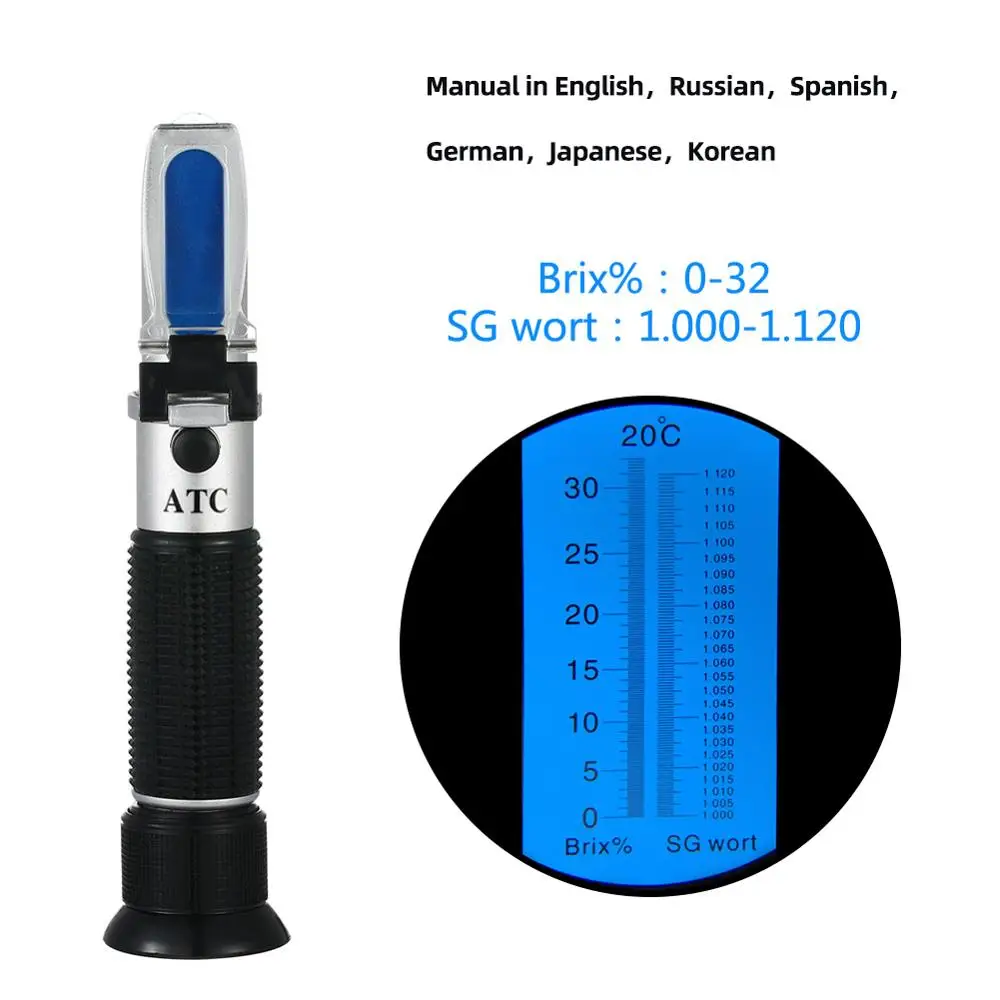

RSG-32ATC Beer Wort and Wine Refractometer, Dual Scale - Specific Gravity 1.000-1.120 and 0-32% Brix
