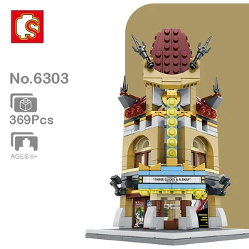 

Sembo 6303 City Street Royal Cinema Movie Theater Shop Store 3D Model DIY Small Blocks Bricks Building Toy for Children no Box