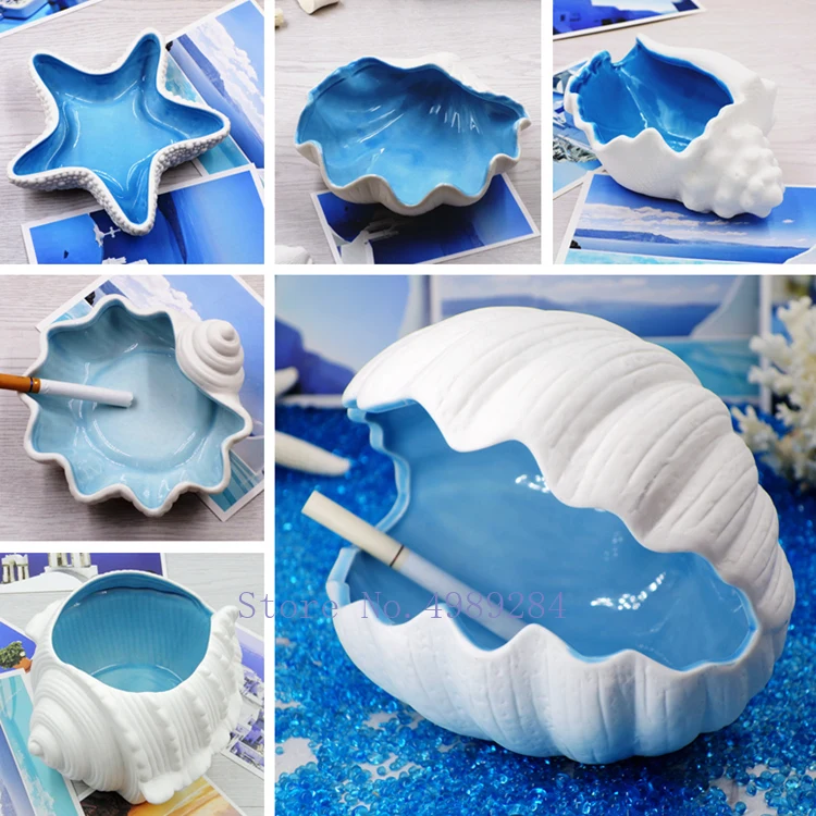 

Creative modern Nordic ceramics ashtray Shell ashtray Mediterranean Home Desktop storage Crafts Decorative ornaments
