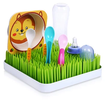 

Single Pack Baby Bottle Countertop Drying Rack Drainer Mat for Infant Bottles Dishes Imitation Lawn Container Shelf