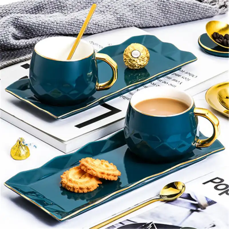 Nordic Ins Keramik Tasse Kaffee Tasse Kleinen Europaischen Stil Luxus Nachmittag Tee Tassen Mit Snack Dribbling Loffel Set Tassen Aliexpress