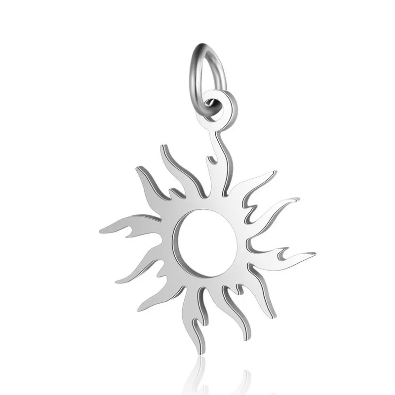 5pcs/lot DIY Stainless Steel Fashion Hollow Sun Pendant Mirror Polished Connector Charm - Image 3
